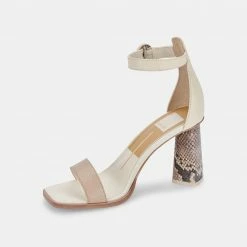 DOLCEVITA FIONNA HEELS DUNE EMBOSSED LEATHER SANDALS