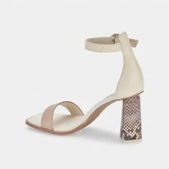 DOLCEVITA FIONNA HEELS DUNE EMBOSSED LEATHER SANDALS