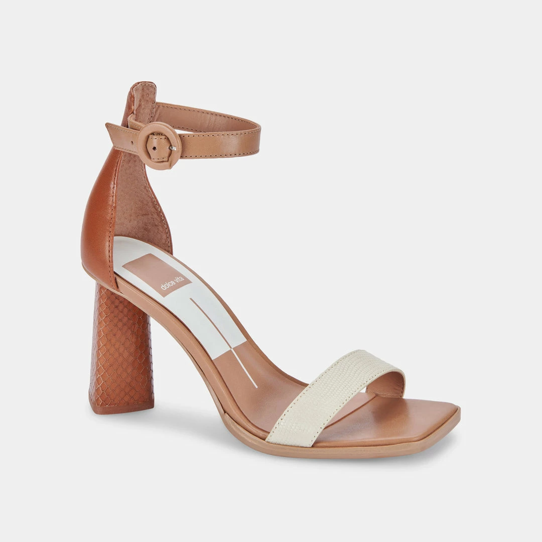 DOLCEVITA FIONNA HEELS IVORY MULTI EMBOSSED LEATHER