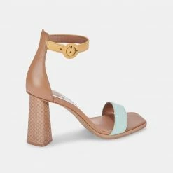 DOLCEVITA SANDALS FIONNA HEELS MINT MULTI EMBOSSED LEATHER
