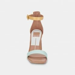 DOLCEVITA SANDALS FIONNA HEELS MINT MULTI EMBOSSED LEATHER