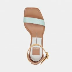 DOLCEVITA SANDALS FIONNA HEELS MINT MULTI EMBOSSED LEATHER
