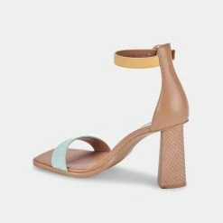 DOLCEVITA SANDALS FIONNA HEELS MINT MULTI EMBOSSED LEATHER