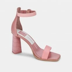 DOLCEVITA FIONNA HEELS PINK MULTI EMBOSSED LEATHER SANDALS