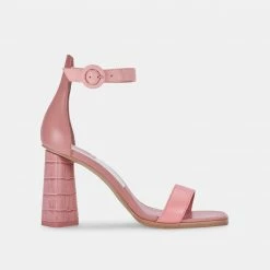 DOLCEVITA FIONNA HEELS PINK MULTI EMBOSSED LEATHER SANDALS