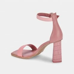 DOLCEVITA FIONNA HEELS PINK MULTI EMBOSSED LEATHER SANDALS