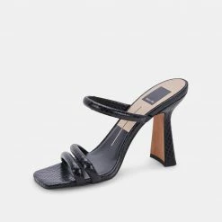 DOLCEVITA FORT HEELS BLACK EMBOSSED STELLA
