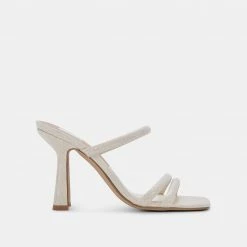 DOLCEVITA FORT HEELS IVORY EMBOSSED STELLA SANDALS