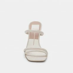 DOLCEVITA FORT HEELS IVORY EMBOSSED STELLA SANDALS