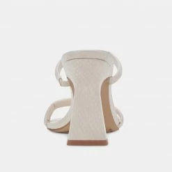 DOLCEVITA FORT HEELS IVORY EMBOSSED STELLA SANDALS