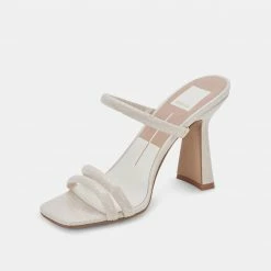 DOLCEVITA FORT HEELS IVORY EMBOSSED STELLA SANDALS