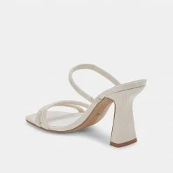 DOLCEVITA FORT HEELS IVORY EMBOSSED STELLA SANDALS