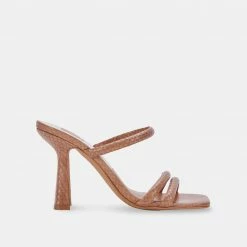 DOLCEVITA SANDALS FORT HEELS LUGGAGE EMBOSSED STELLA