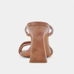 DOLCEVITA SANDALS FORT HEELS LUGGAGE EMBOSSED STELLA