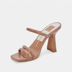 DOLCEVITA SANDALS FORT HEELS LUGGAGE EMBOSSED STELLA