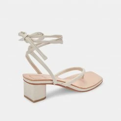 DOLCEVITA SANDALS JORRY HEELS CREAM EMBOSSED STELLA