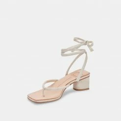 DOLCEVITA SANDALS JORRY HEELS CREAM EMBOSSED STELLA