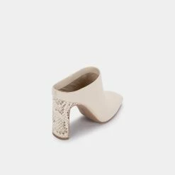 DOLCEVITA KIRRA MULES IVORY LEATHER HEELS