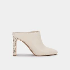 DOLCEVITA KIRRA MULES IVORY LEATHER HEELS