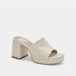 DOLCEVITA MARSHA HEELS IVORY EMBOSSED STELLA SANDALS