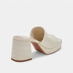 DOLCEVITA MARSHA HEELS IVORY EMBOSSED STELLA SANDALS