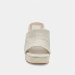 DOLCEVITA MARSHA HEELS IVORY EMBOSSED STELLA SANDALS