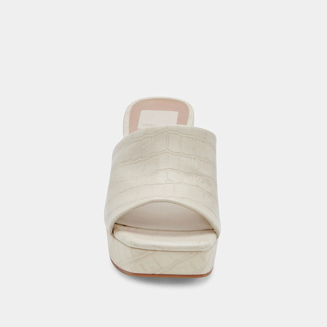 DOLCEVITA MARSHA HEELS IVORY EMBOSSED STELLA SANDALS