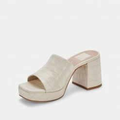 DOLCEVITA MARSHA HEELS IVORY EMBOSSED STELLA SANDALS