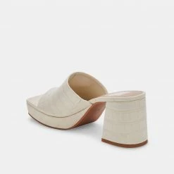 DOLCEVITA MARSHA HEELS IVORY EMBOSSED STELLA SANDALS