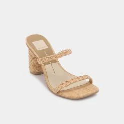 DOLCEVITA NOLES HEELS LT NATURAL RAFFIA SANDALS