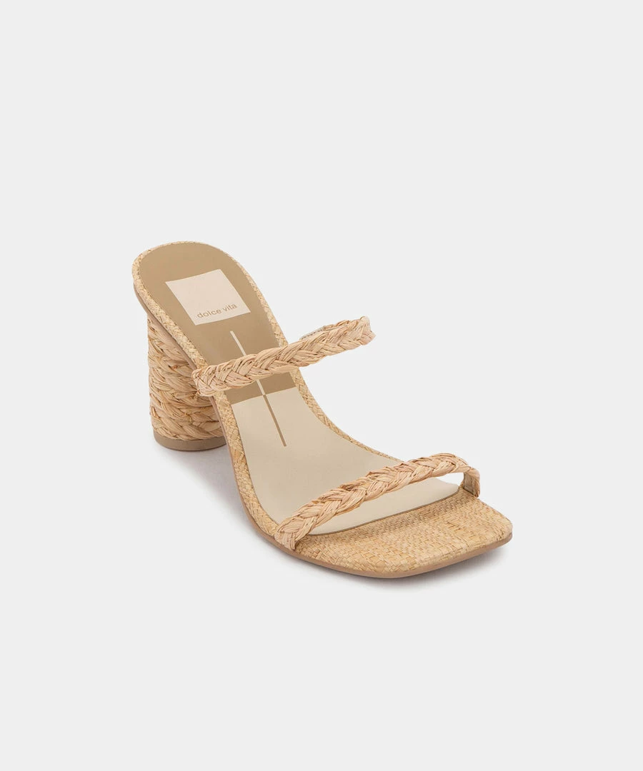 DOLCEVITA NOLES HEELS LT NATURAL RAFFIA SANDALS