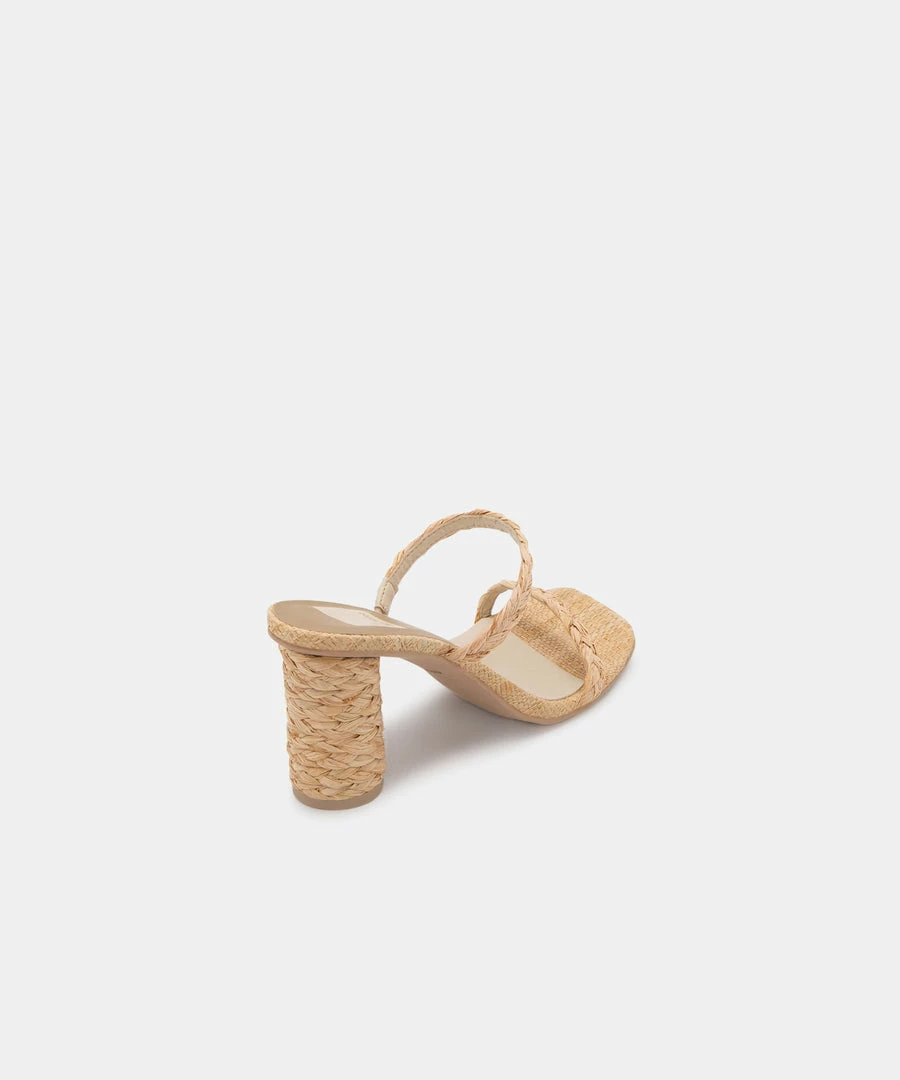 DOLCEVITA NOLES HEELS LT NATURAL RAFFIA SANDALS