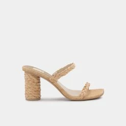 DOLCEVITA NOLES HEELS LT NATURAL RAFFIA SANDALS