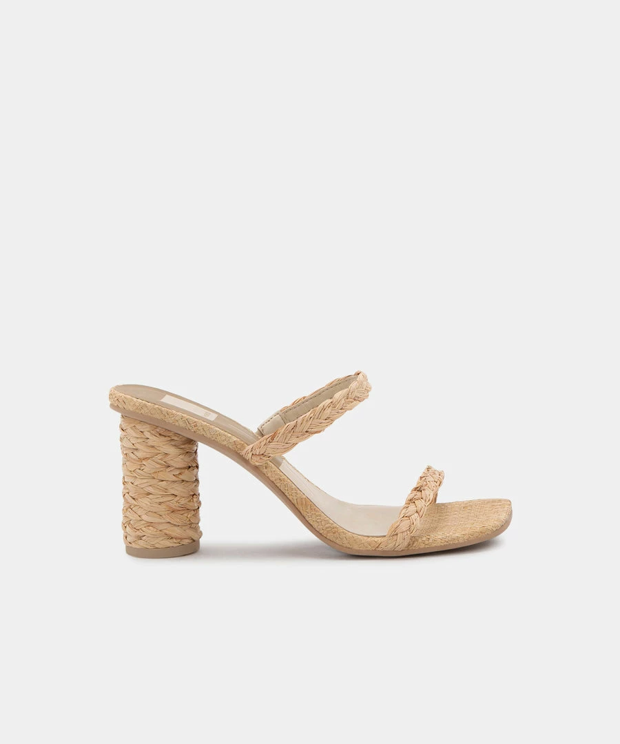 DOLCEVITA NOLES HEELS LT NATURAL RAFFIA SANDALS