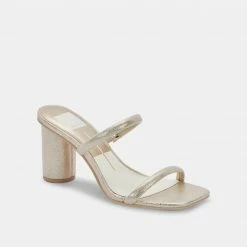 DOLCEVITA NOLES HEELS GOLD METALLIC STELLA SUEDE SANDALS