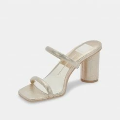 DOLCEVITA NOLES HEELS GOLD METALLIC STELLA SUEDE SANDALS