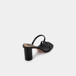 DOLCEVITA NOLES WIDE HEELS MIDNIGHT PATENT CROCO LEATHER