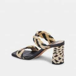 DOLCEVITA PAILY RAFFIA HEELS BLACK NATURAL RAFFIA