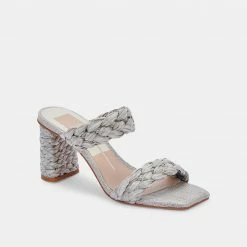 DOLCEVITA PAILY RAFFIA HEELS LIGHT GREY RAFFIA
