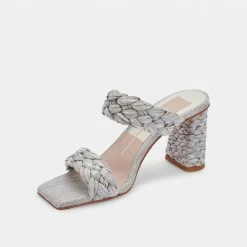 DOLCEVITA PAILY RAFFIA HEELS LIGHT GREY RAFFIA