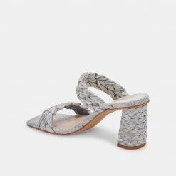 DOLCEVITA PAILY RAFFIA HEELS LIGHT GREY RAFFIA
