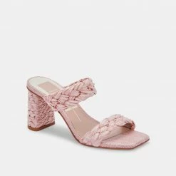 DOLCEVITA PAILY RAFFIA HEELS PINK RAFFIA SANDALS