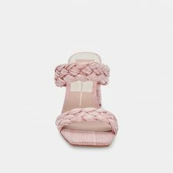 DOLCEVITA PAILY RAFFIA HEELS PINK RAFFIA SANDALS
