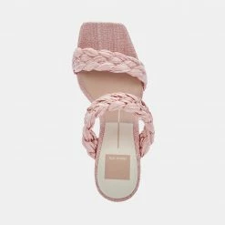 DOLCEVITA PAILY RAFFIA HEELS PINK RAFFIA SANDALS