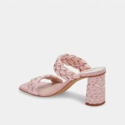 DOLCEVITA PAILY RAFFIA HEELS PINK RAFFIA SANDALS