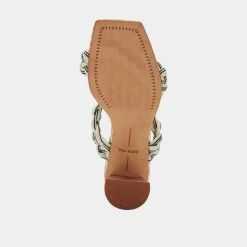 DOLCEVITA SANDALS PAILY HEELS BLACK WHITE STRIPE FABRIC