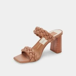 DOLCEVITA PAILY WIDE HEELS CARAMEL STELLA BRAIDED DETAILS