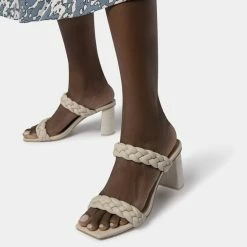 DOLCEVITA BRAIDED DETAILS PAILY WIDE HEELS IVORY STELLA