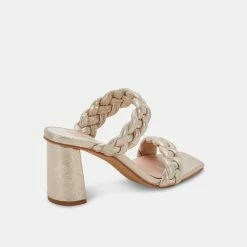 DOLCEVITA PAILY HEELS LIGHT GOLD METALLIC STELLA SUEDE SANDALS
