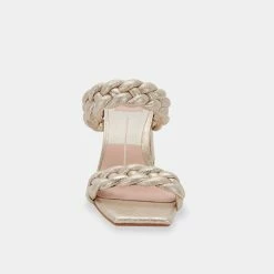 DOLCEVITA PAILY HEELS LIGHT GOLD METALLIC STELLA SUEDE SANDALS